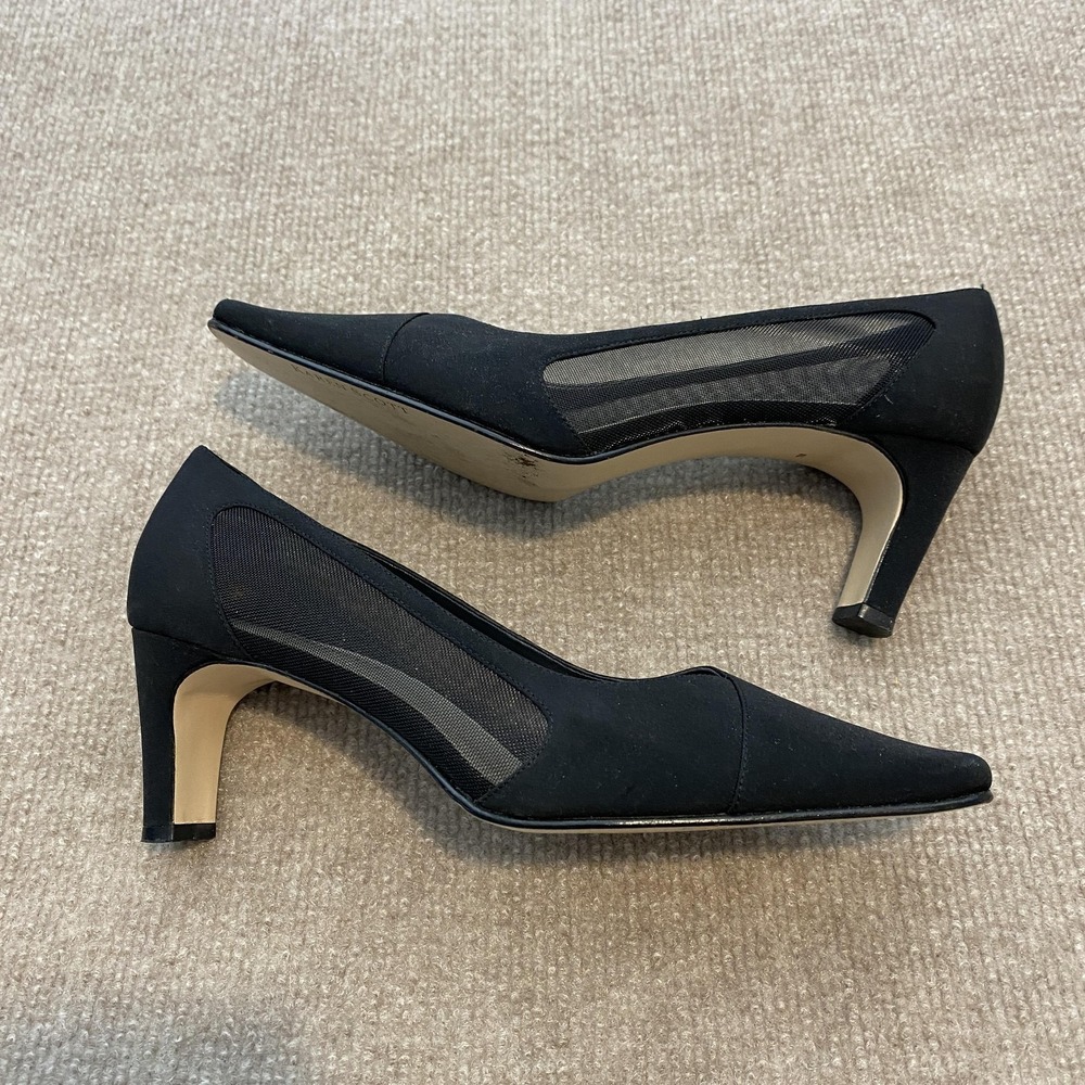 Karen Scott Heel Shoes Womens Size 7 W Black Mesh Square Toe Block Pumps Murray